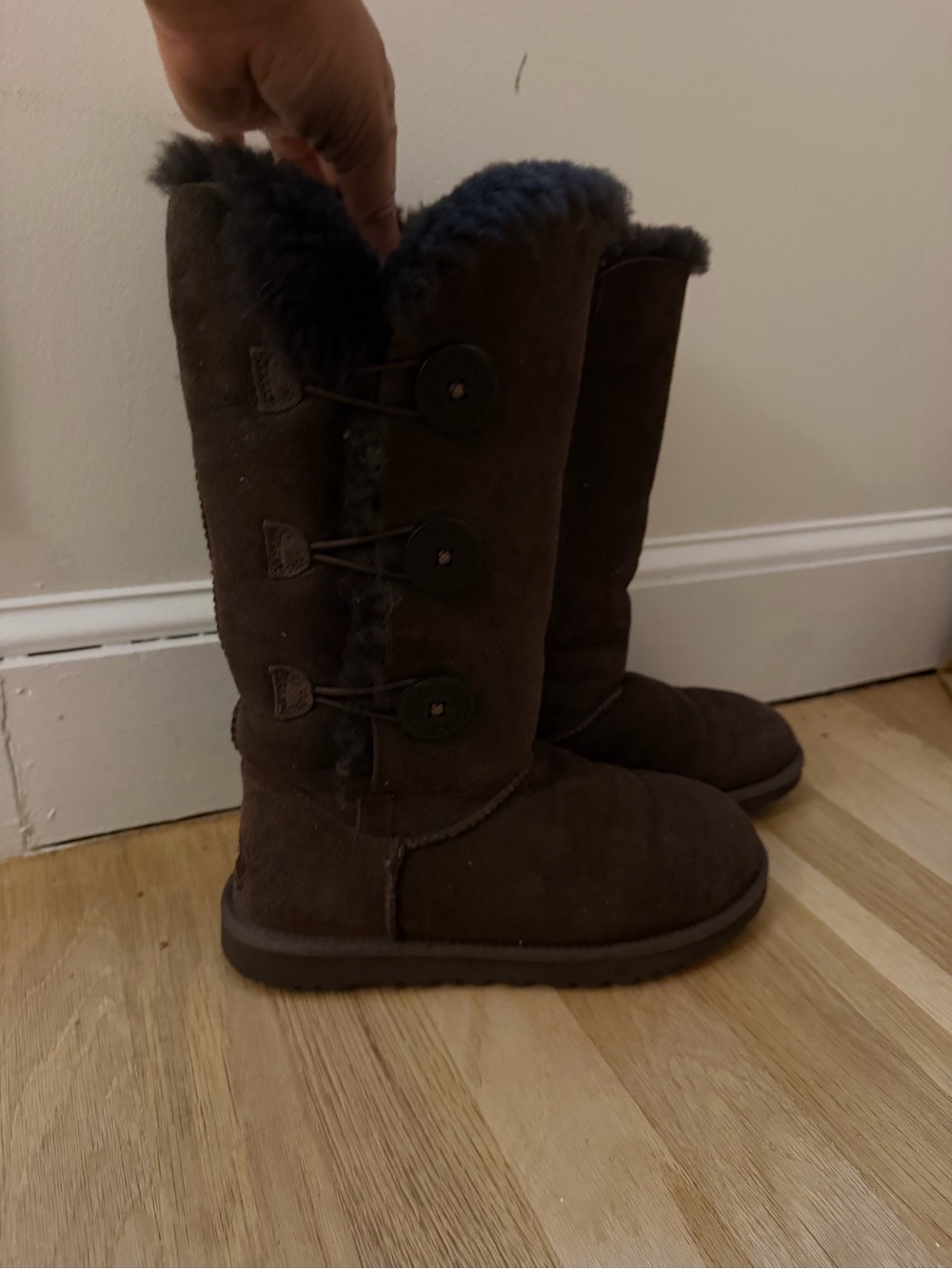 Chocolate Tall Bailee Button Uggs - Picture 2 of 7
